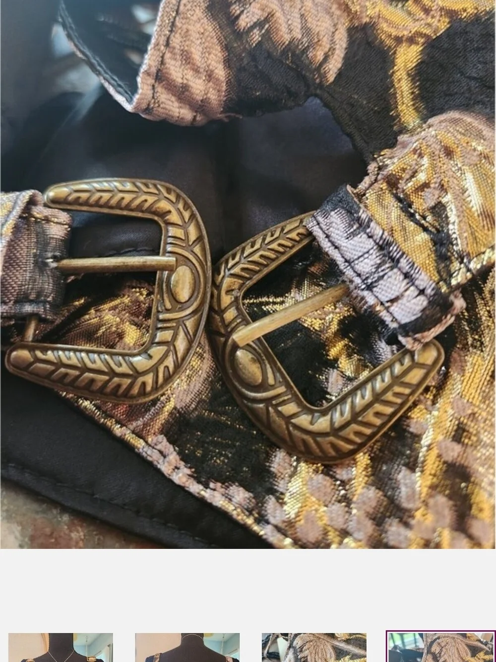 Joyfolie Tan and Gold Patterned Double-Buckle Harness
